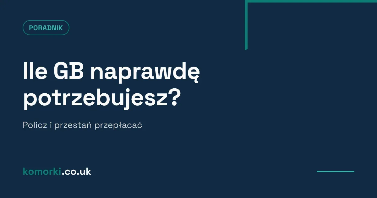 Ekran telefonu z licznikiem zużycia danych mobilnych i wykresem podziału na aplikacje