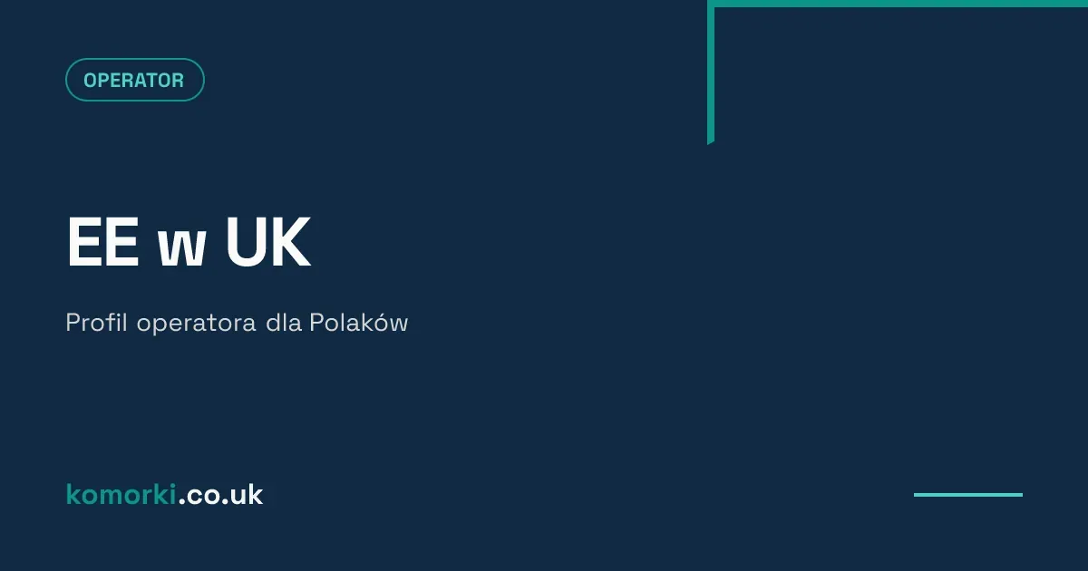 Logo EE na tle masztu 5G — profil największego operatora komórkowego w UK