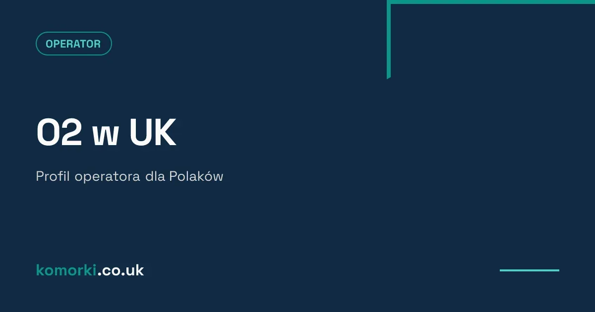 Logo O2 na tle zasięgu sieci — profil operatora Virgin Media O2 dla Polaków w UK