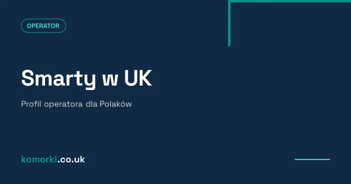 Logo Smarty na tle sieci Three — profil taniego operatora bez umowy dla Polaków w UK