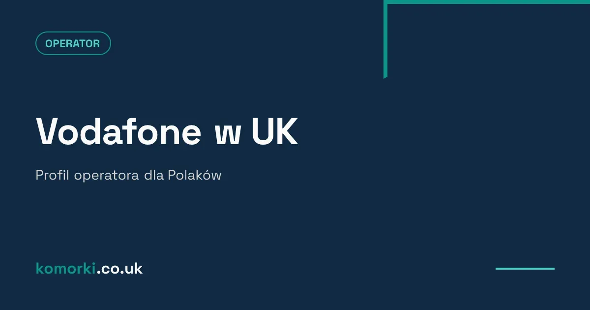 Logo Vodafone na tle zasięgu 5G — profil operatora VodafoneThree dla Polaków w UK